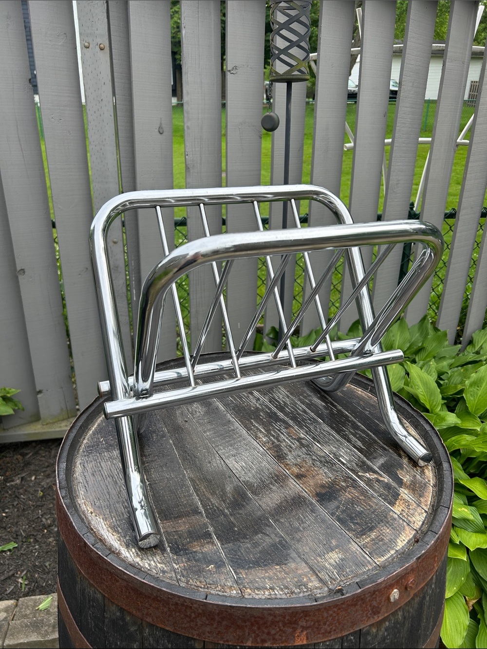 vintage CHAMBERS Italy chrome folding magazine rack